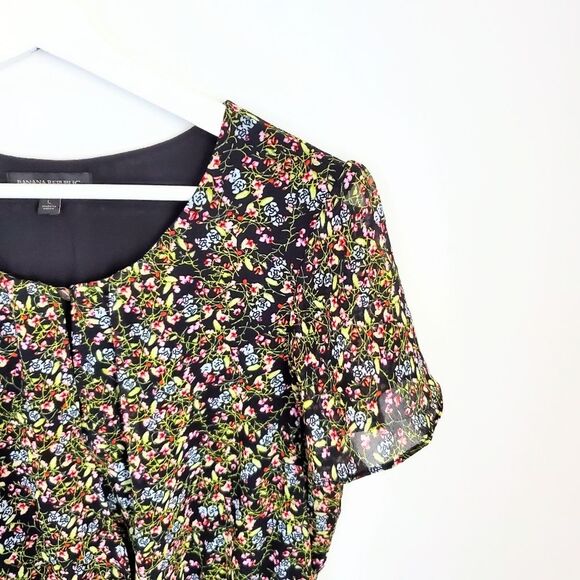 Banana Republic Floral A-Line Dress Size  LP - Picture 2 of 3